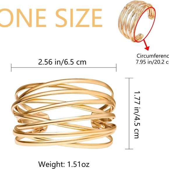 Twisted Cuff Bangle Bracelet for Women Trendy Multi-layer Wire Warp Bangle Brace - Picture 6 of 6